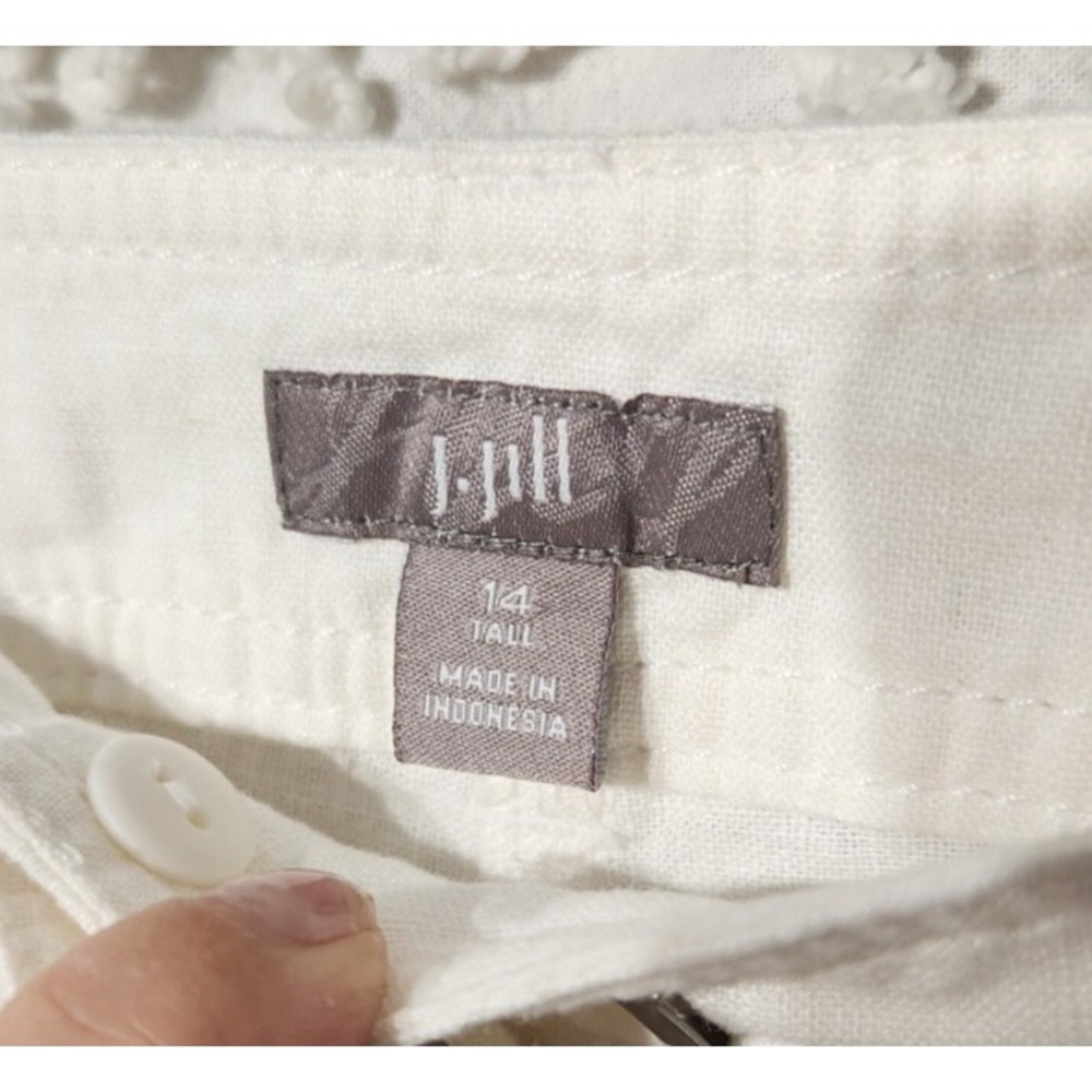 J Jill Womens Linen Pants Size 14 Tall White Beach Family Pictures Resortwear - Picture 3 of 13